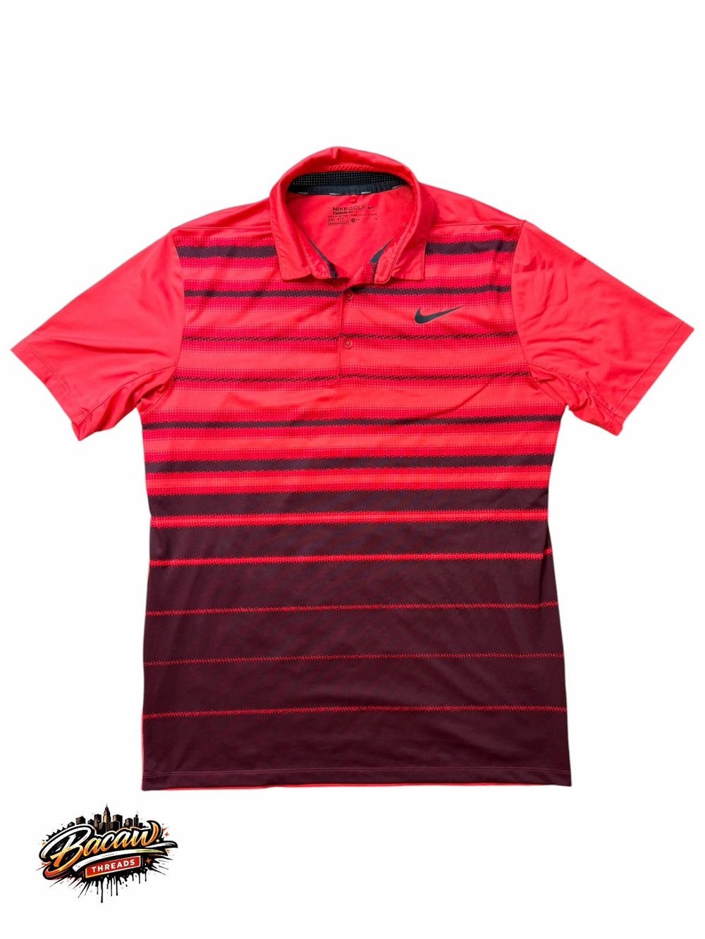 Nike Golf Mobility Fade Stripe Red/Black Short Sleeve Polo Shirt